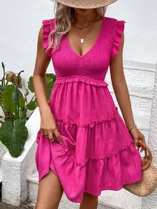 Women's Solid Design Tank Dress, Casual Sleeveless Short Dress for Summer, Ladies Clothes for Daily Wear