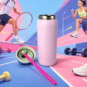 pink Water bottle 32oz, 945ML, with straw , FreeSip,heat preservation time more than 24 hours, cold and hot water can be insulated, can make coffee, frozen drinks,  exquisite workmanship, suitable for camping, work, indoor and Outdoor use.