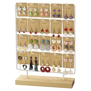Penobon Earring Display Stand for Selling 4 Tier 20 Hooks Wood Earring Display Rack Holder for earings necklaces rings bracelets keychains wing stands