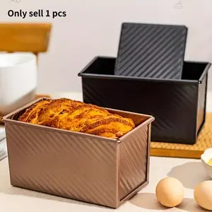 Rectangular Bread Mold with Lid, Deep Cake Pan, Home Baking Tool, Long Toast Box, Oven Safe, 1 Piece Set