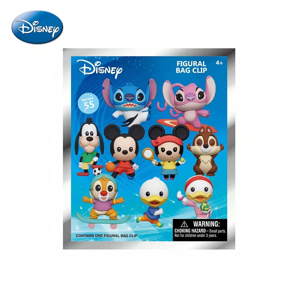 1PC Disney Officially Licensed Mickey Minnie Stitch Sports Series  Blind Box Keyring Random Bag Keychain Figural Bag Clip Keychain Cute Collectible Gift