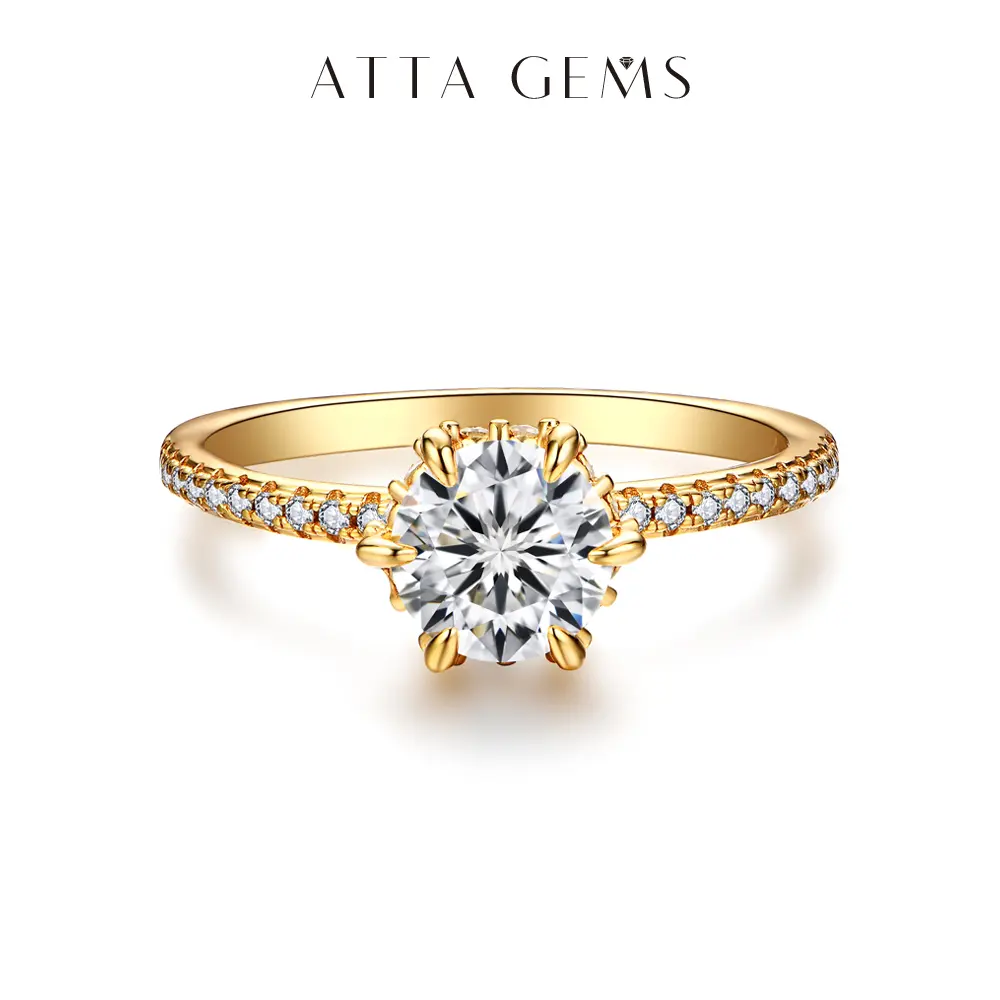 ATTAGEMS 1.0CT Round Synthetic Moissanite Ring, Handmade Fine Jewelry for Women, Engagement & Wedding Ring Gift (R045), Wedding Rings summerwins,summerwins