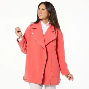 MarlaWynne WynneLayers Long Sleeve Melton Biker Jacket