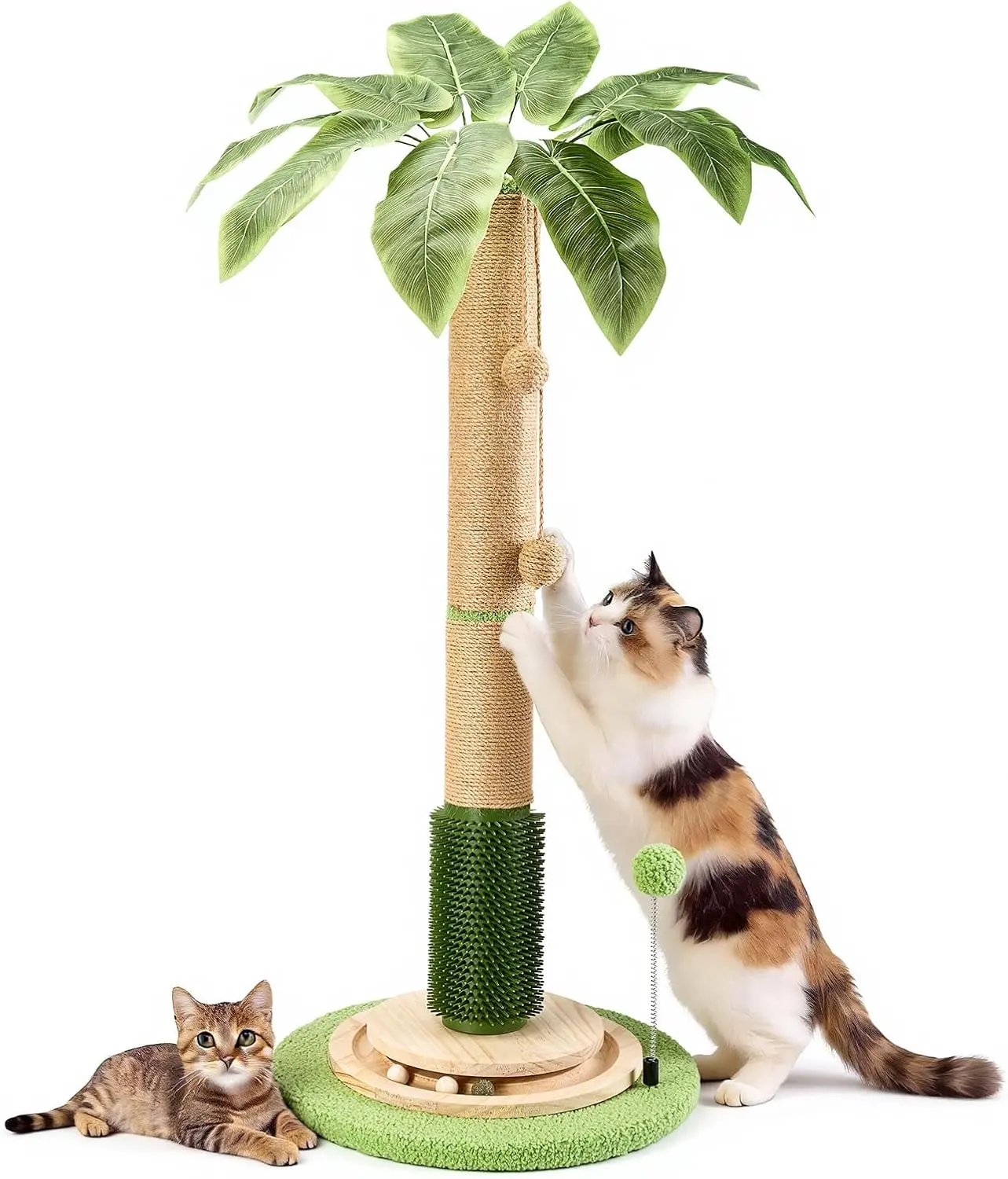 40'' Tall Cat Scratcher with Sisal Rope,Cat Scratching Posts for Indoor Cats with Interactive Ball,Self Groomer with Hanging Ball for for Kittens Adults Cats
