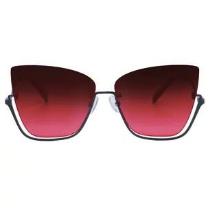 Raya x TopFoxx Vixen Ruby Rimless Metal Cateye Sunglasses with Laser Cut Ombre Fade Lenses