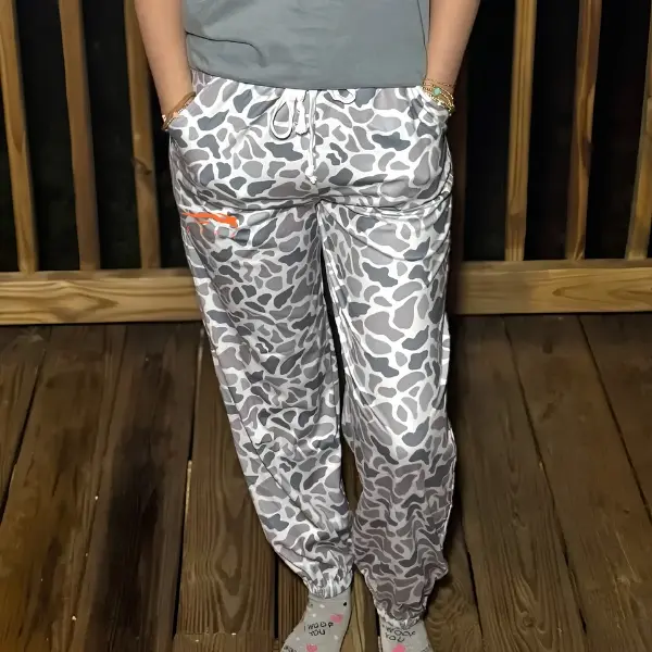 Sitka Duck/Bottomland Camo Joggers - Gray, Animal Print Design, Comfortable Fit, Ideal for Casual Wear