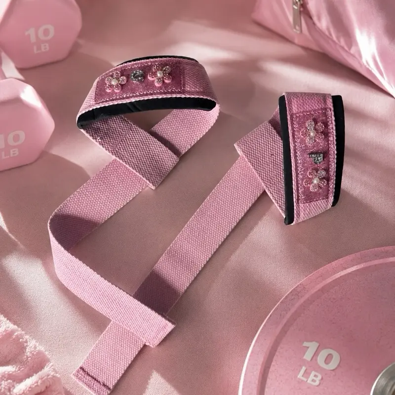 Pink Custom Name Lifting Straps for Women | Cute Girly Gym Wrist Straps | Personalized Pink Workout Straps | Aesthetic Gym Accessories for Women Who Lift