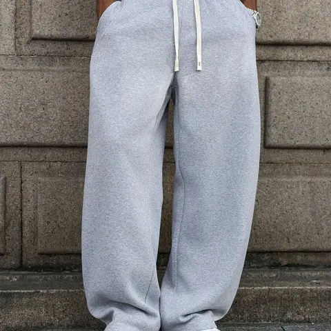 Men's Vintage Retro Soft Fleece Basic Sweatpants - Loose Straight-Leg, Loose Fit Moves with Your Day, Athleisure Style Pants for All Seasons Preppy Comfort