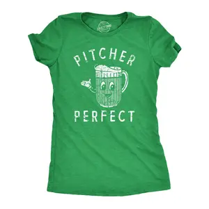 Womens Pitcher Perfect T Shirt Funny Beer Drinking Lovers Jug Tee for Ladies Funny Womens T Shirts Cute Vintage Fashion Casual Ladies T-Shirt Gift Drinking Tops for Women Funny Beer Top Women's Novelty Tees Green -