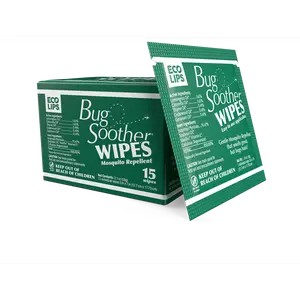 ECO LIPS, INC. Bug Soother Natural Mosquito Repellent Wipes 15-count - Soft Lemongrass Vanilla Scent for Outdoor Protection & Easy Application