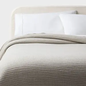 Full/Queen Matelasse Gauze Quilt Light Gray - Threshold