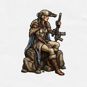 Tribal Tactical Warrior Vinyl Sticker, Viking Style Female Soldier Waterproof Decal for Laptop, Car and Helmet