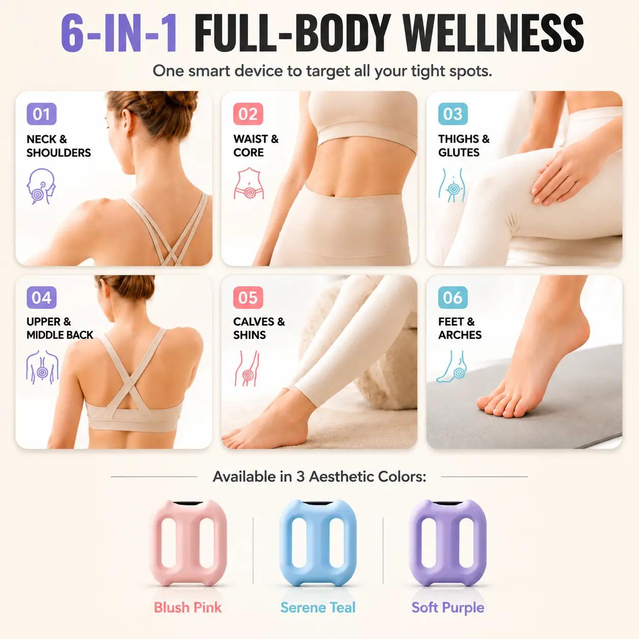 Pink Cordless Deep Tissue Percussion Massage Gun - Electric Dual-Ring Vibratory Back Massager, 3 Modes, 5 Intensity Levels, Belt-Included Handheld Full-Body Relaxation Device