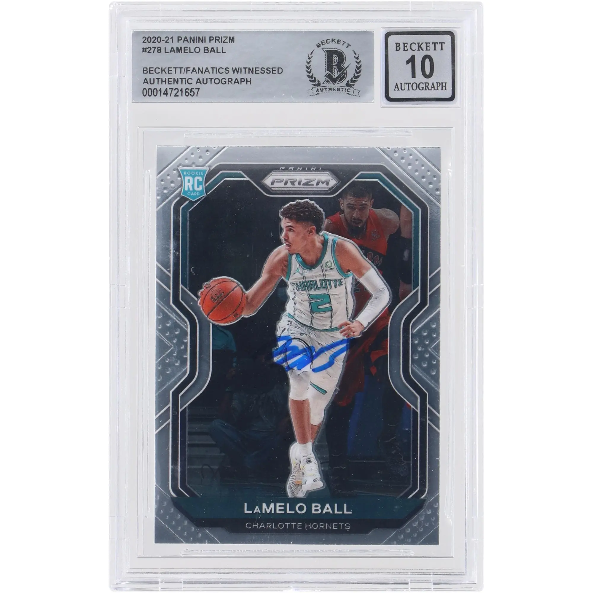 LaMelo Ball Charlotte Hornets Autographed 2020-21 Panini Prizm #278 Beckett Fanatics Witnessed Authenticated 10 Rookie Card - Fanatics Authentic Certified