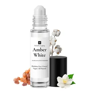 HALALEVERYDAY Amber White Type Fragrance Oil 1/3oz Roll On Perfume Oil Alcohol Free DPG Free Personal Scent Travel Size Vegan Cruelty Free