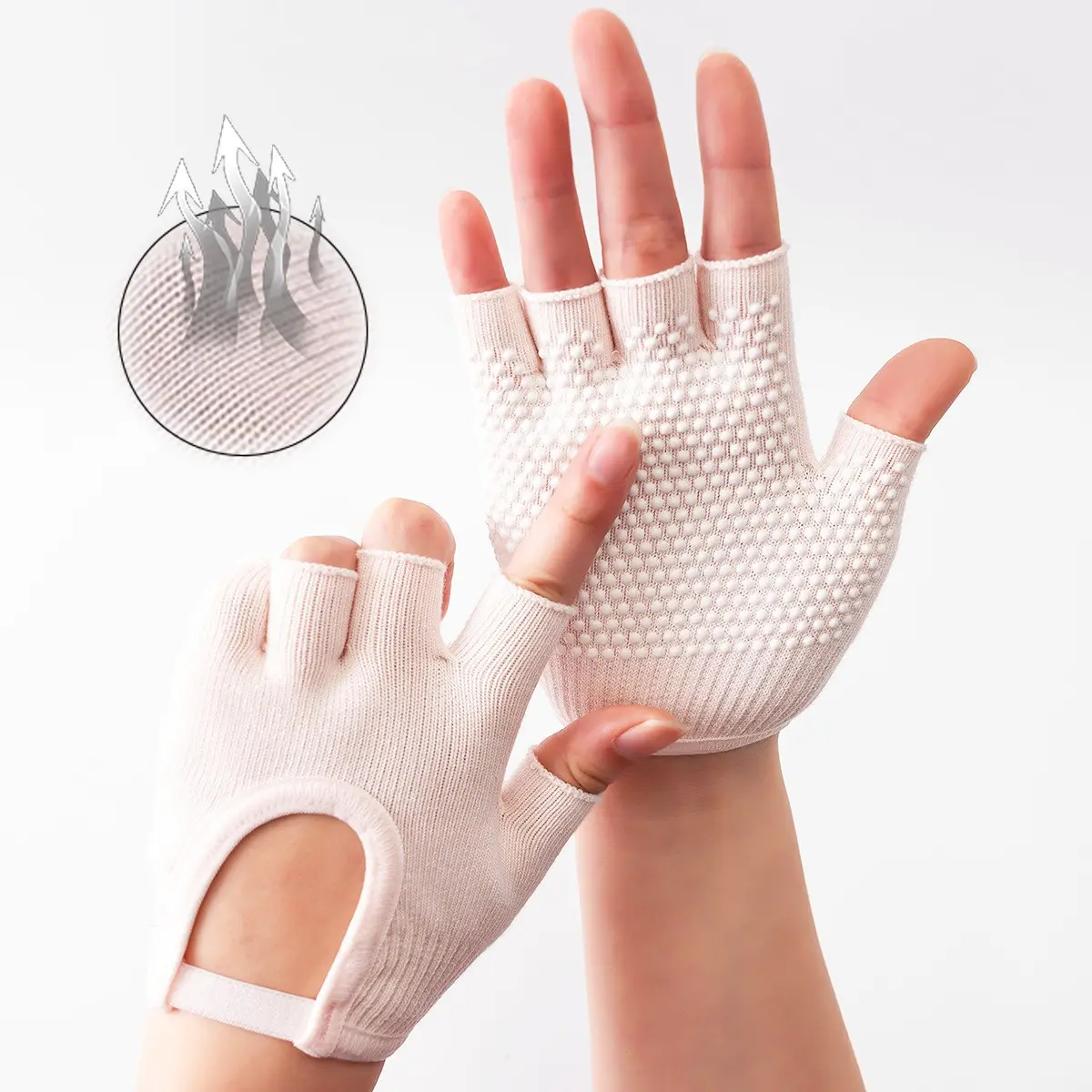Non-Slip Fingerless Yoga Gloves – Ideal for Pilates, Barre, Air Yoga, and Fitness Workouts – Breathable Fabric with Enhanced Grip for Stability