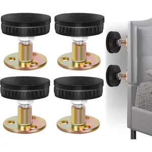 4 PCS Adjustable Threaded Bed Frame Anti-Shake Tool,Headboard Stoppers Fixer with Anti-Shake Nut,Bedside Antishake Telescopic Support Stabilizer for Beds Room Wall Cabinets Sofas Cabinets Desks