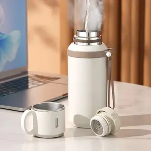 600ML Stainless-Steel Water Bottle with Rope-Handle, Dual-Function Coffee Mug, Portable Outdoor Hydration Flask for Camping & travel , Vacuum Insulated Tumbler, Insulated Thermos, Tumbler, Leakproof Insulated Tumbler, travel cup, father day tumbler