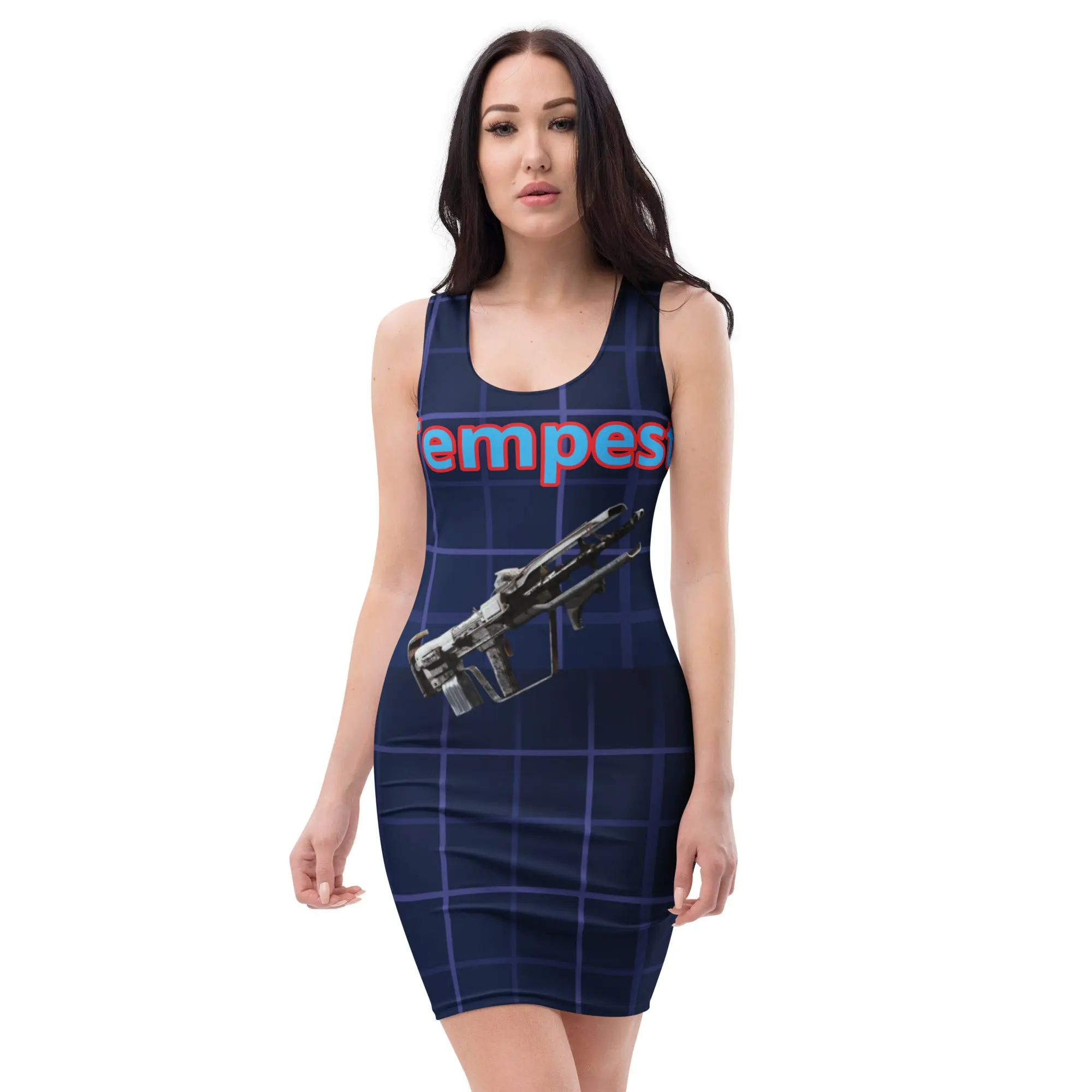Women's Fitted Sleeveless Arc Raiders Tempest Bodycon Dress - Polyester Yarn Fabric, Casual Wear, Comfortable Womenswear Statement Piece