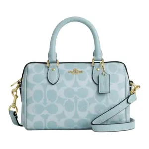 Coach Classic Monogram Detachable Strap Handbag for Women in Light Blue