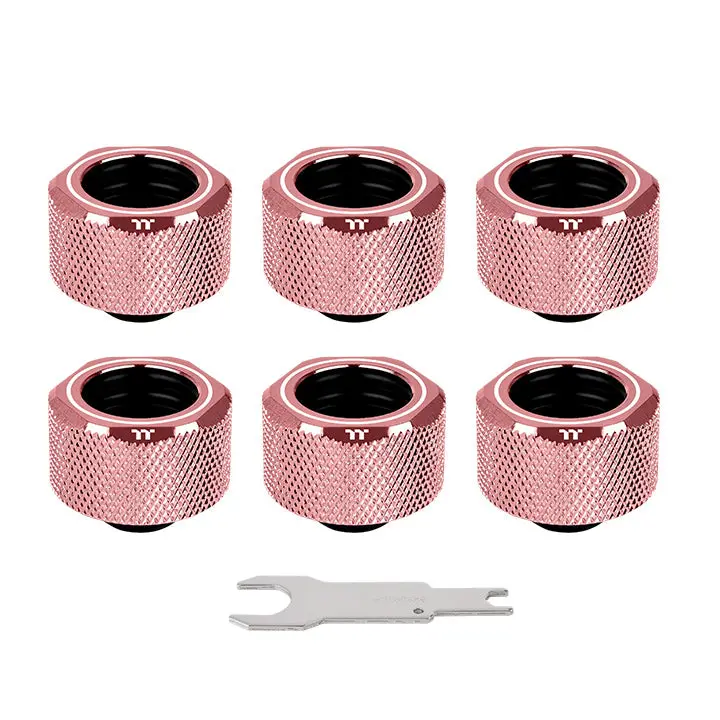 Pacific G1/4 Threading PETG Tube, 16mm OD Compression Fittings Pack, Rose Gold (6-Pack) for Plumbing Users