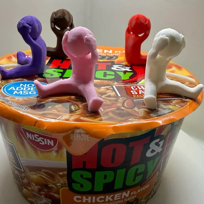Noodle Man Ramen Noodle Stopper Figure - Colorful Design, Helps Finish Cooking Noodles Kitchen Lid Utensils Red Blue Yellow Orange Green colorful