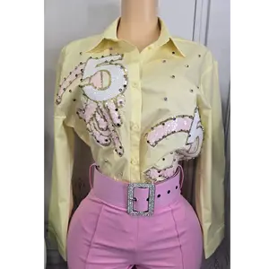 LONG SLEEVE SEQUIN-RHINESTONE SHIRT