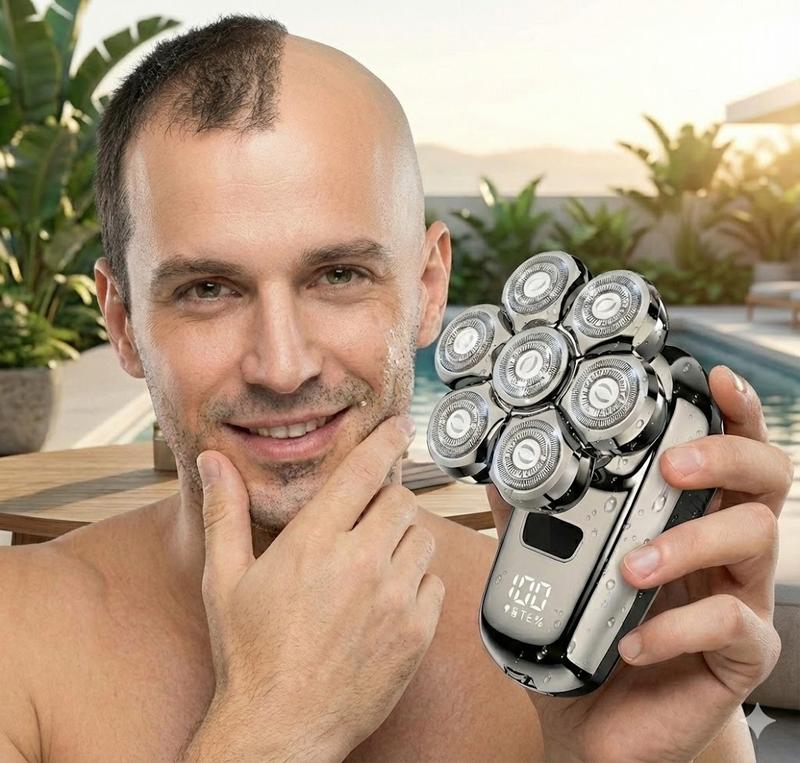 WAEN Head Shaver for Bald Men, Coklean 1400mAh Detachable Electric Shavers Rechargeable Rotary Shaver with LED Display & 8500RPM Motor IPX6 Waterproof Dry/Wet Electric Razor, Gift for Dad Husband