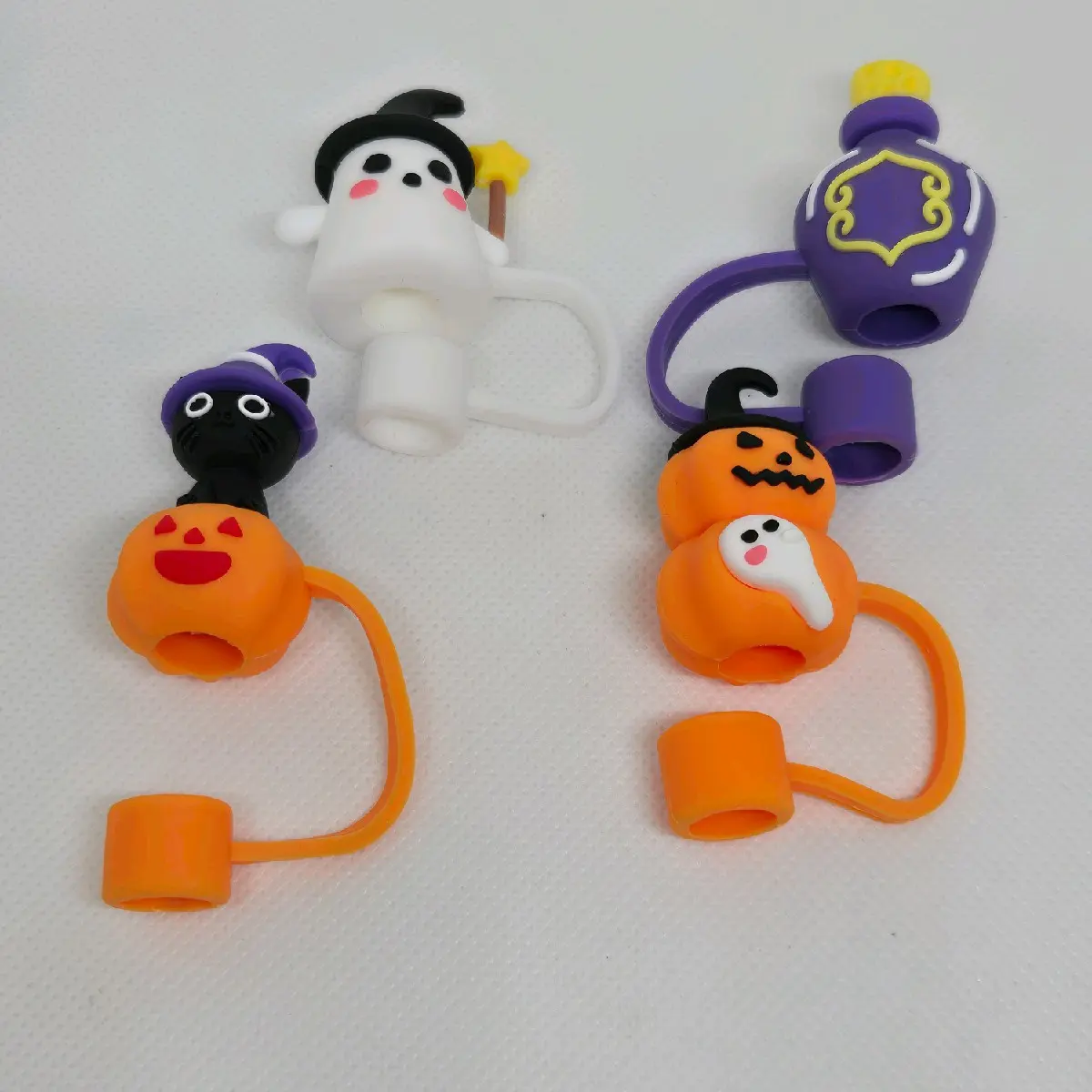 Halloween Individual Straw Toppers Ghost, Black Cat, Magic Potion, or Pumpkin for 30-40 oz Tumblers stanley topper