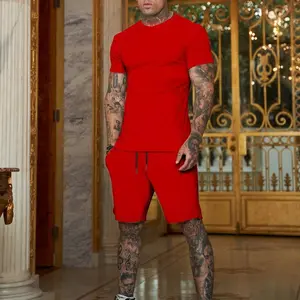 Men's Solid Color Short Sleeve T - shirt & Shorts Set, 2 - Piece Summer Outfit 3003