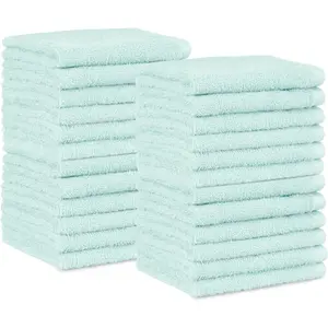 face Towels for bathroom, 100% Cotton Extra Absorbent washcloth, Fast Drying - salon towel - 24 Pack Ice Blue (12 x 12 inches)