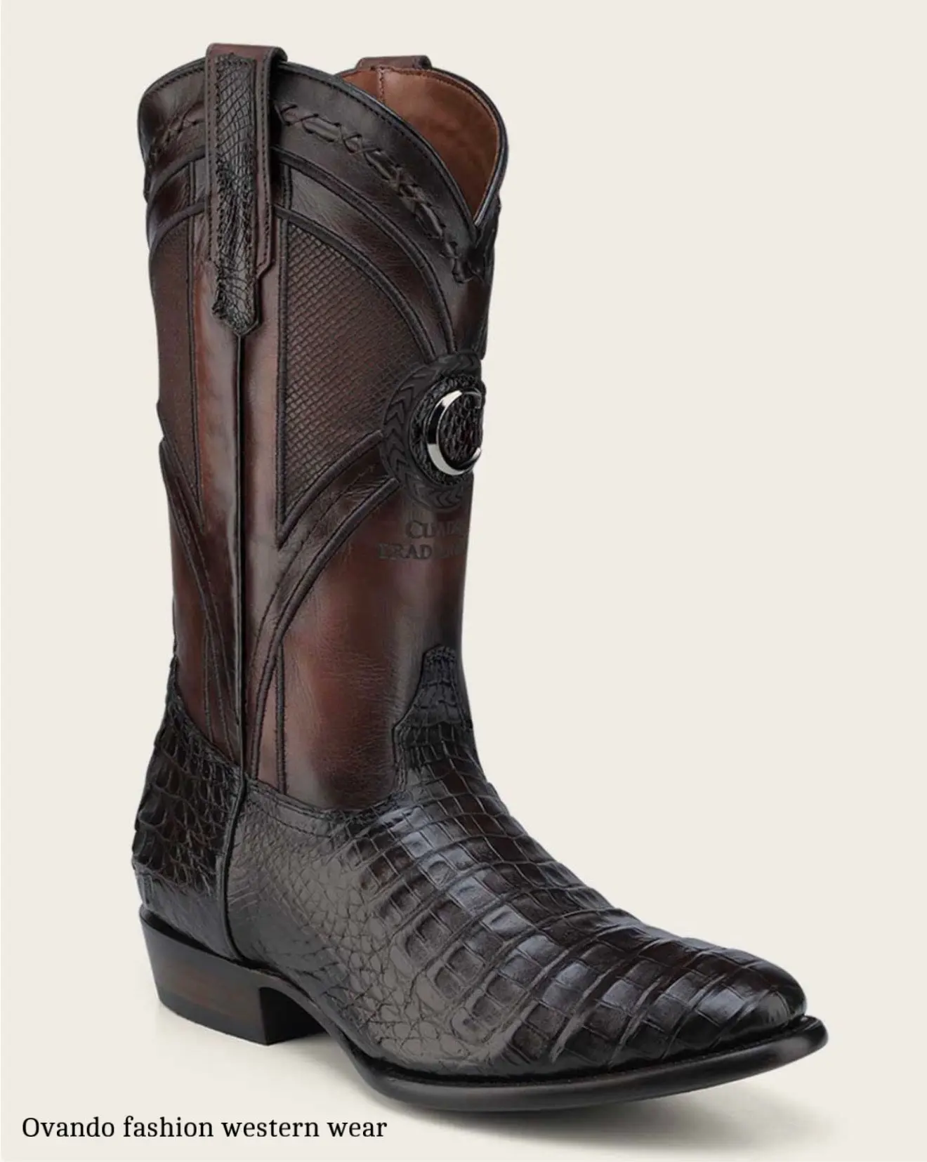 Men's Genuine Leather Handcrafted Western Boots - Classic Round Toe, Laser & Embroidery Details, Fashion Shoe Footwear, Style CU857, Closed, Cowboy, Laser Detail