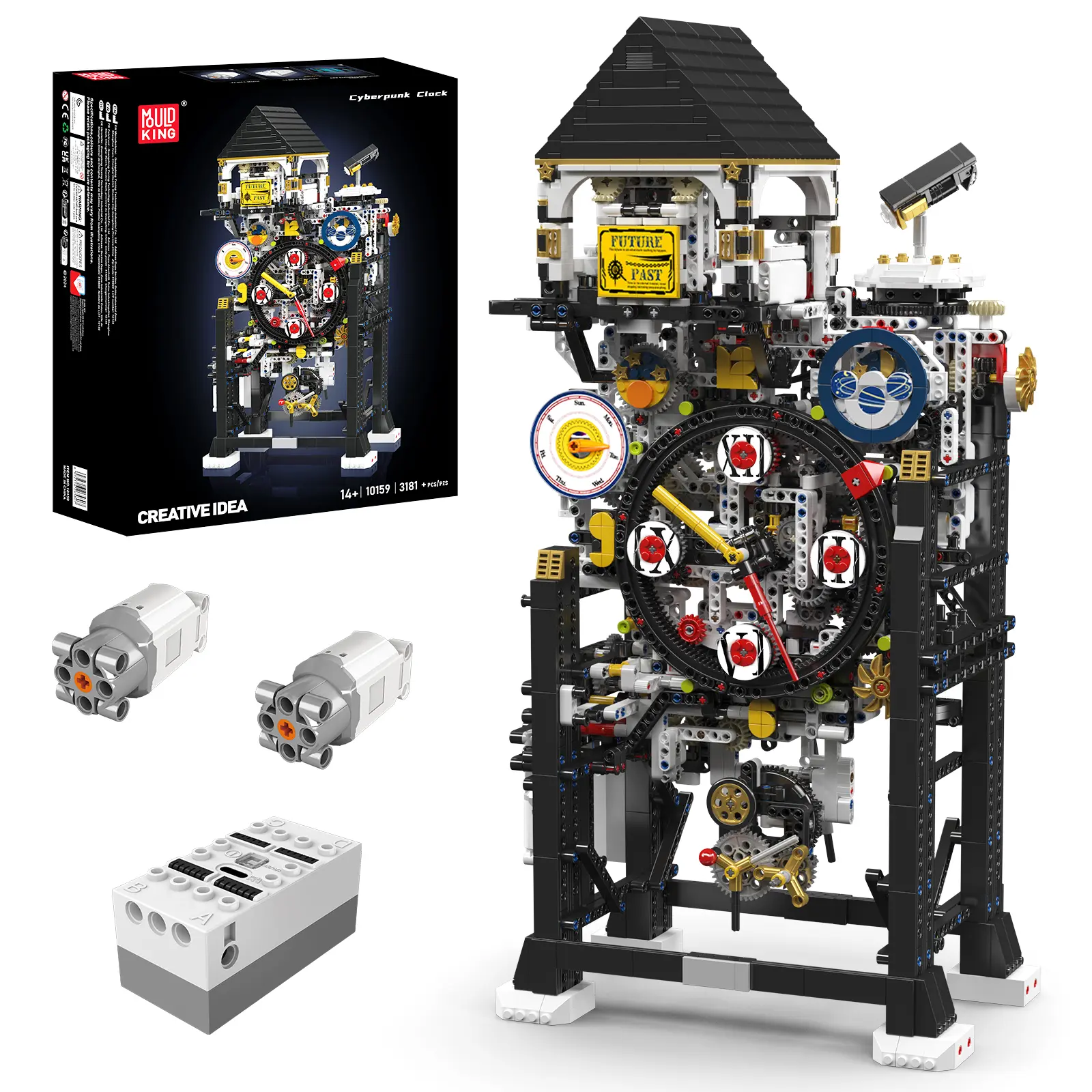 Mould King 10159 Cyberpunk Clock Creative Motor Building Block Adult Kid Toy Collectibles Decoration summerwins