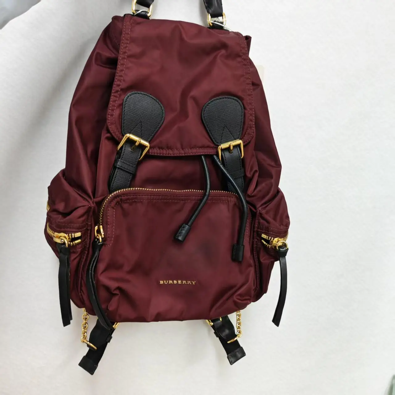 Pre-owned BURBERRY Burgundy Nylon Backpack（SZ 18467）