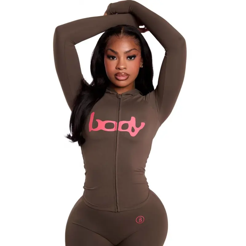 2-Piece Matching Set |     Y2K Logo Print Hooded Cardigan & Pants, Trendy Streetwear #   TikTokMadeMeBuyIt Outfit of the Day! Long Sleeve Womenswear Pink
