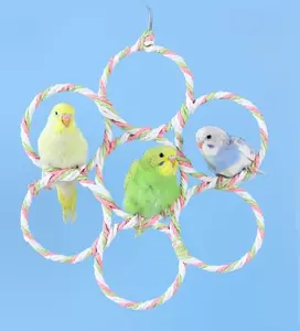 2 Packs Parrot Climbing Rope Net, Bird Rope Ladder, Natural Cotton Rope Climbing Toys for Small Animals, Hanging Play Gym for Parakeets Cockatiels Budgies, Chew Proof & Durable (Random Color) (7)