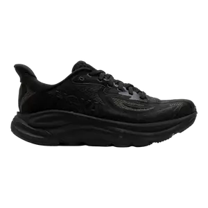 HOKA Clifton 10 Men's Running Sneakers Black/Black with Laces All Seasons Comfort Stable Lightweight Foam Midsole Breathable Mesh Upper