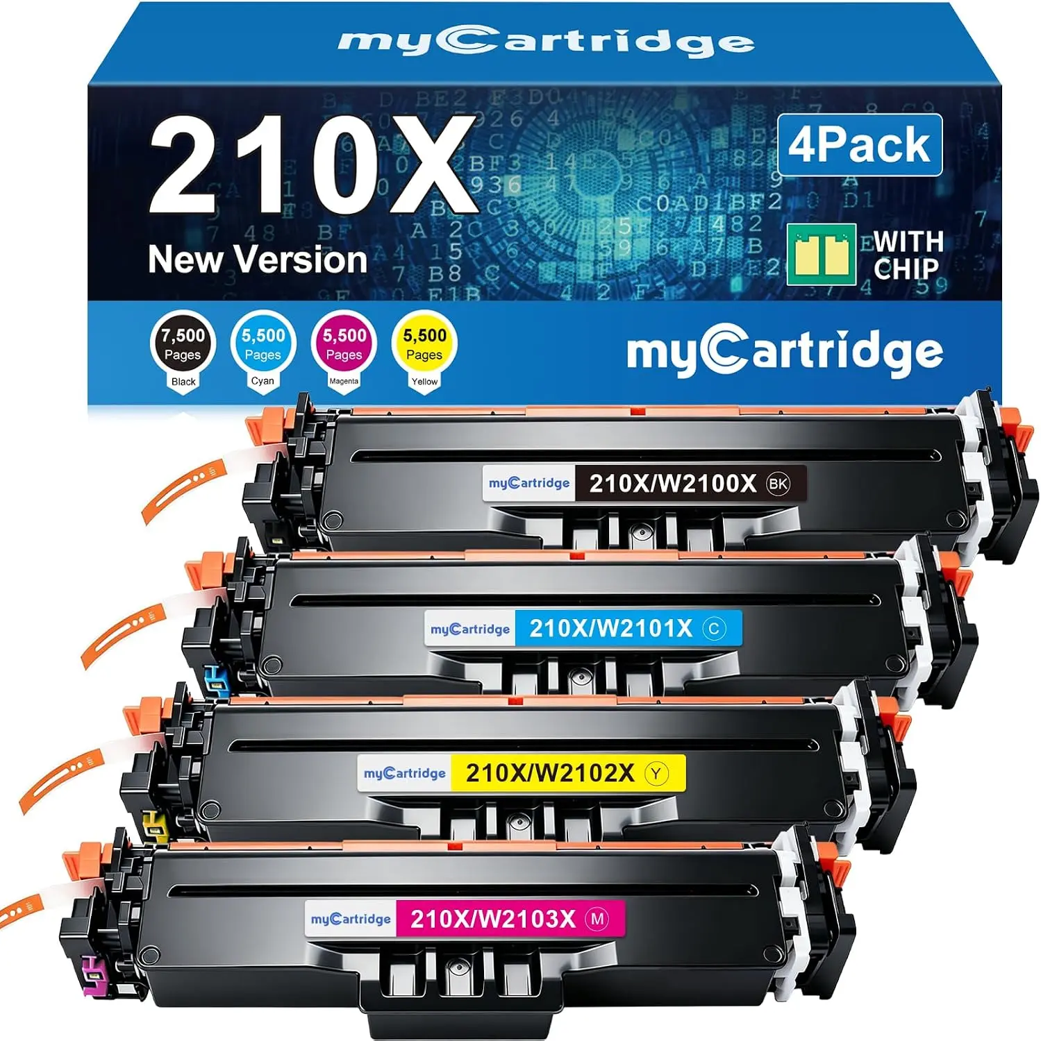 myCartridge Toner for HP 4301fdw, 210X Compatible High-Yield Cartridges with Chips, 4-Pack CMYK