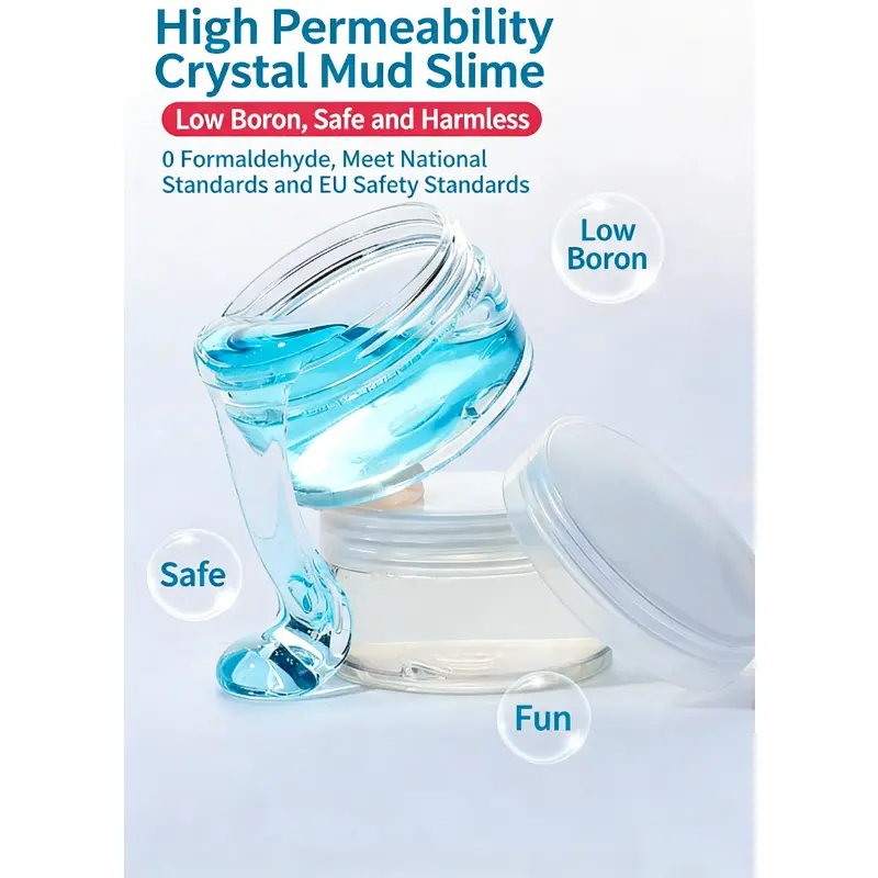 Crystal Clear Glossy Clear Slime, Non-Toxic Bubbly Putty, Fun Educational & Stress Relief Toy for Kids