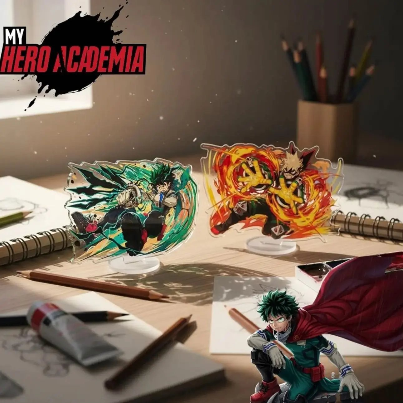 5 ops My Hero Acadmia Acrylic Standee Shigarki Toga Dabi Figure, Anime Display Model, Cosplay Desk Decor