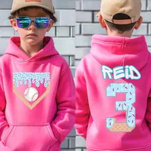 Youth Personalized Baseball Drip Hoodie for Boys, Birthday Baseball Sweatshirt, Ice Cream Drip Shirt, Custom Team Gift, Youth Sports Outfit 652YV