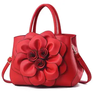 Women’s 3D floral handbag/wallet with top handle, PU leather, crossbody shoulder bag for evening events