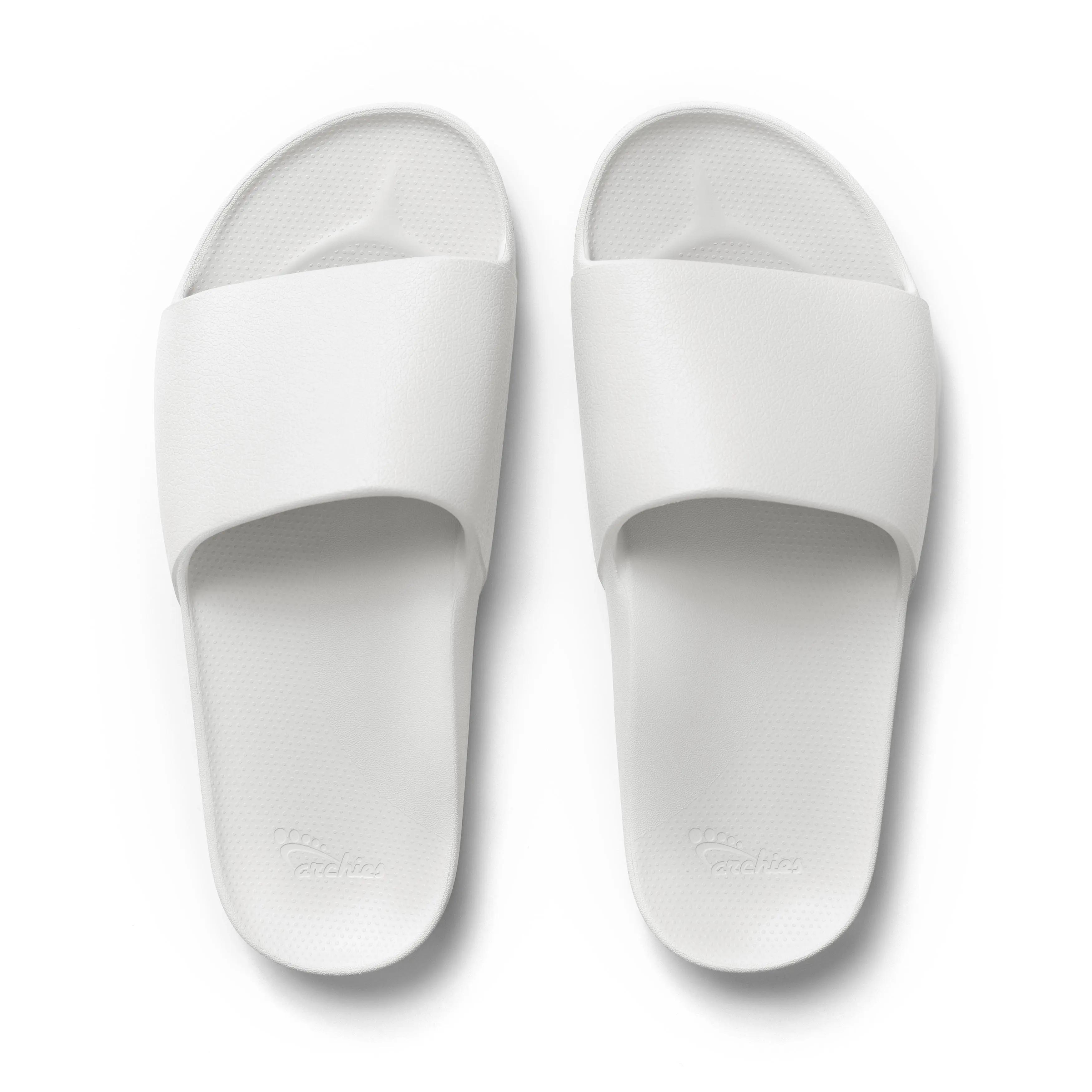 ARCHIES | White Arch Support Slides – Orthotic Recovery Sandals for Plantar Fasciitis Relief, Foot Pain & Heel Pain – Lightweight, Cushioned, Shock-Absorbing Slides for Walking, Standing, and All-Day Comfort