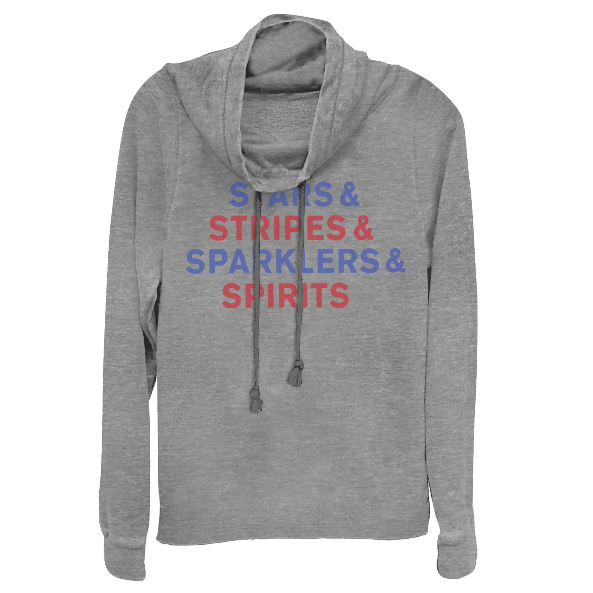 Juniors Womens Lost Gods Fourth of July  Sparklers & Spirits Cowl Neck Sweatshirt