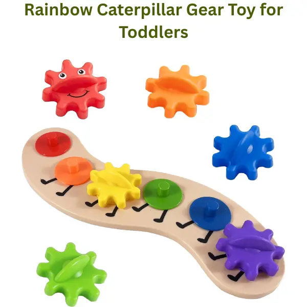 Rainbow Caterpillar Gear Toy for Toddlers, Montessori Color Matching & Spinning Puzzle, Fine Motor Learning Toy, Summer Gift, Birthday Gift