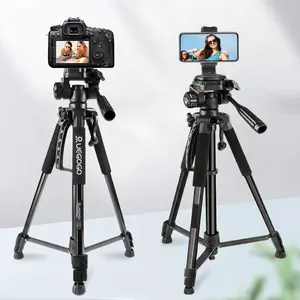UEGOGO 59.8" Vlogging Tripod for Camera & Cell Phone Video Recording, Heavy Duty Tall Camera Tripod Stand for iPhone, Professional Travel DSLR Tripods Compatible with Canon, with 2 Phone Clips