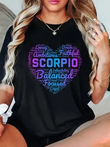 100% Cotton Scorpio Astrologist Zodiac Symbol Women Horoscope Birthday T-Shirt