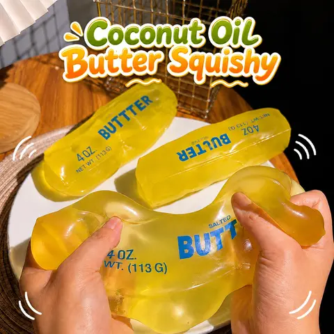 1PC Coconut Oil Butter Squishy – Soft Moldable Sensory Fidget Toy for Stress Relief & Satisfying Play, Cute Gift for Kids, Teens, Birthday Parties, Party Favors & Stocking Stuffers