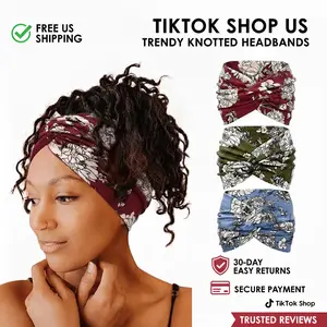 4Pcs Wide Edge Yoga Headband Elastic Knotted Cross Soft Stretch Breathable Non Slip Sweat Absorbent Sports Hair Band Outdoor Fitness Women Headscarf