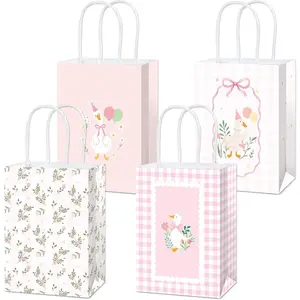 24 count Silly Goose Party Favor Bags with Handles  Silly Goose Party Supplies  Green First Birthday  Paper Bag Goose-Themed  Candy Goodie Bags for  Shower 1st Birthday Decorations